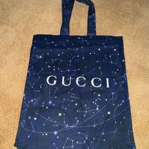 Gucci Navy Constellation Messenger Tote with White Logo
